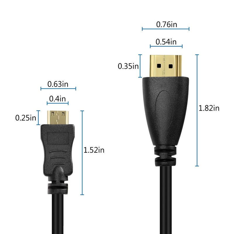 UCEC Mini HDMI to HDMI Coiled, 1ft-1.47ft Small HDMI Cable Support 4K Ultra HD 1080p 3D Compatible with Atomos Ninja V V5, Monitors, Cameras, Projector, A to C - Image 3